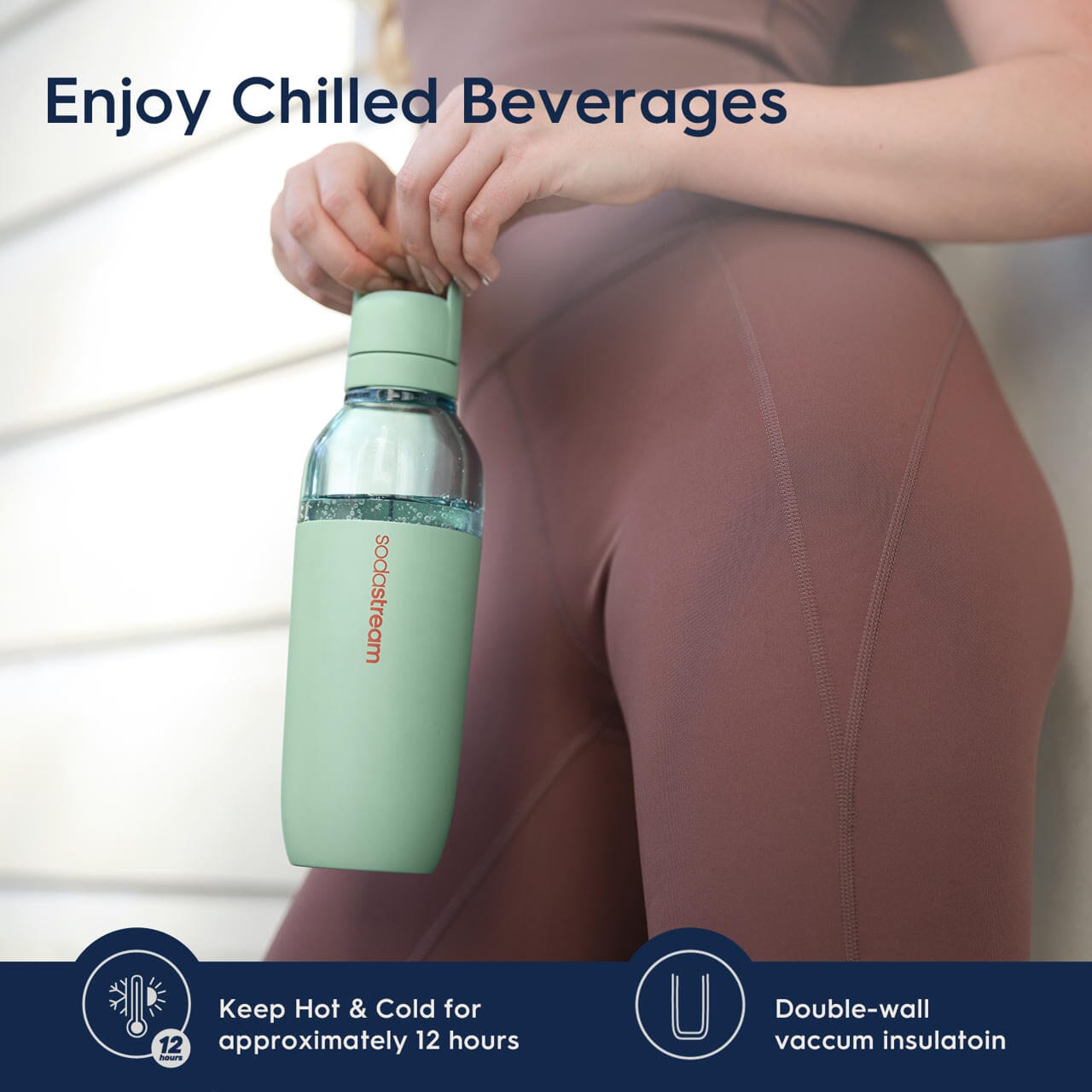 Sodastream Fizz & Go? Easy Mix Insulated Stainless Steel Bottle Mint 23.7 oz - Image 2